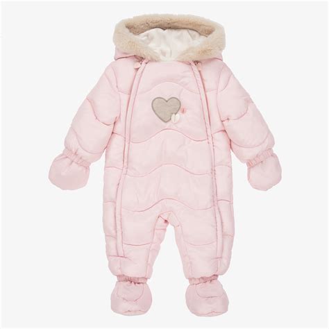 pink burberry snowsuit|baby girl down snowsuit.